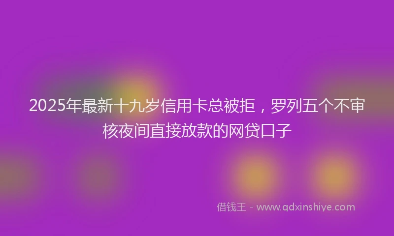 2025年最新十九岁信用卡总被拒，罗列五个不审核夜间直接放款的网贷口子