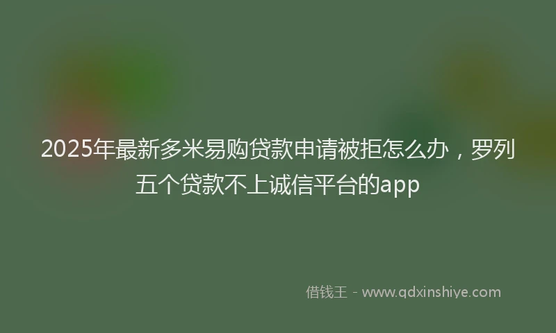 2025年最新多米易购贷款申请被拒怎么办，罗列五个贷款不上诚信平台的app