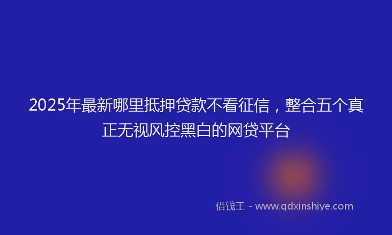 2025年最新哪里抵押贷款不看征信，整合五个真正无视风控黑白的网贷平台