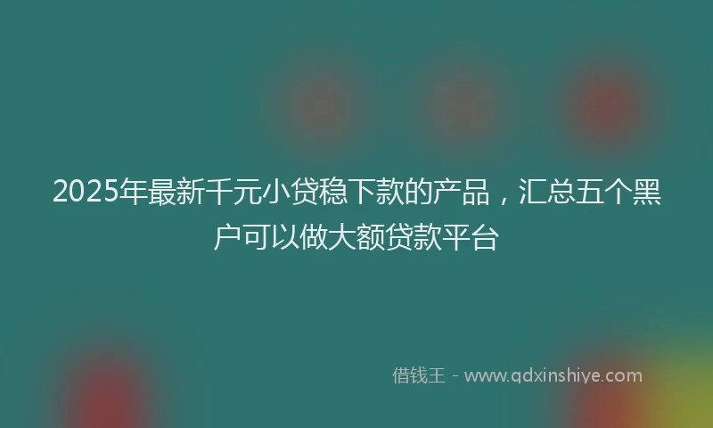 2025年最新千元小贷稳下款的产品，汇总五个黑户可以做大额贷款平台