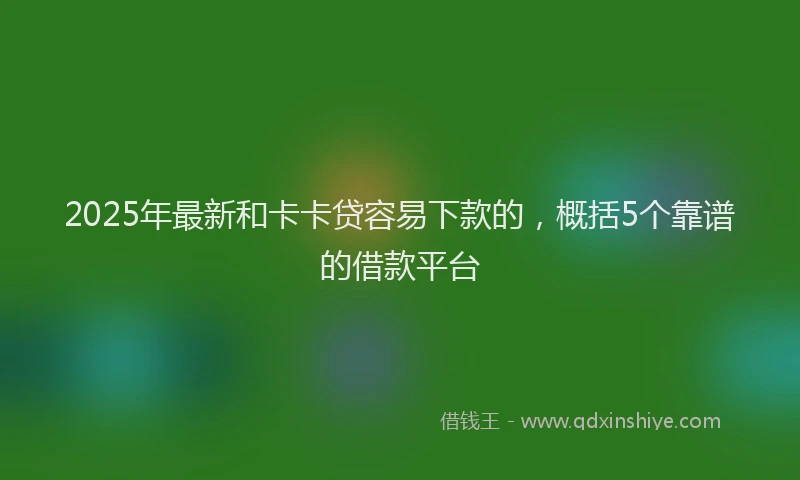 2025年最新和卡卡贷容易下款的，概括5个靠谱的借款平台