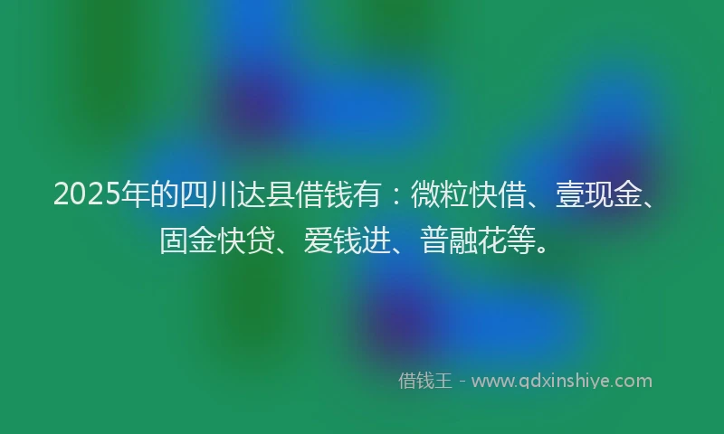 2025年的四川达县借钱有：微粒快借、壹现金、固金快贷、爱钱进、普融花等。