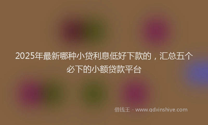 2025年最新哪种小贷利息低好下款的，汇总五个必下的小额贷款平台