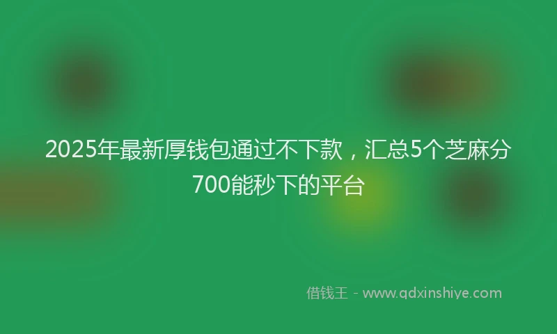 2025年最新厚钱包通过不下款，汇总5个芝麻分700能秒下的平台
