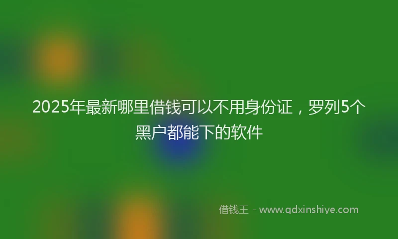 2025年最新哪里借钱可以不用身份证，罗列5个黑户都能下的软件