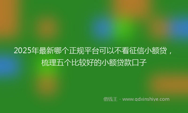 2025年最新哪个正规平台可以不看征信小额贷，梳理五个比较好的小额贷款口子