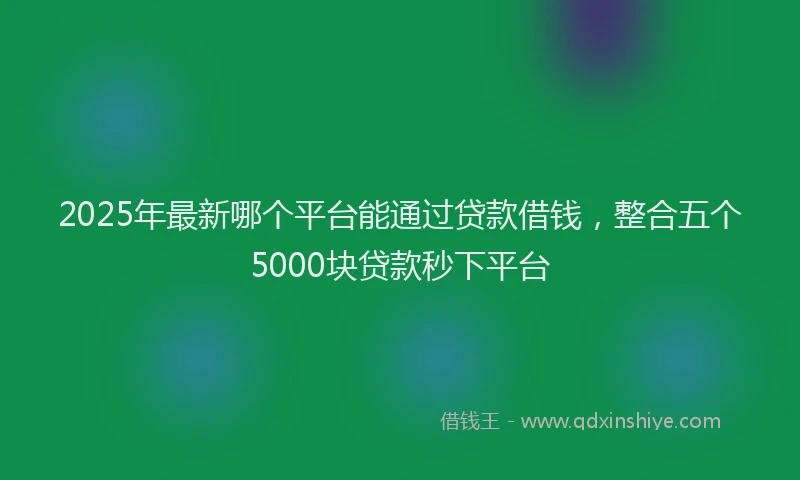 2025年最新哪个平台能通过贷款借钱，整合五个5000块贷款秒下平台