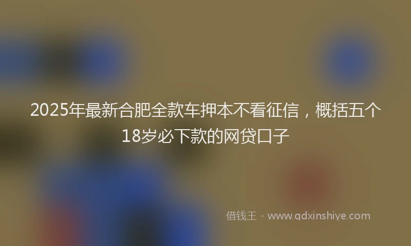 2025年最新合肥全款车押本不看征信，概括五个18岁必下款的网贷口子
