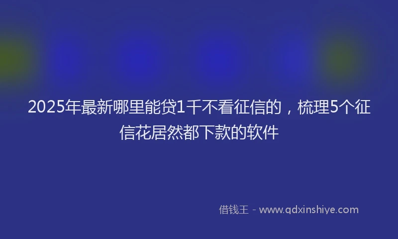 2025年最新哪里能贷1千不看征信的，梳理5个征信花居然都下款的软件
