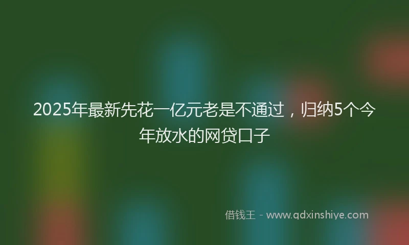 2025年最新先花一亿元老是不通过，归纳5个今年放水的网贷口子