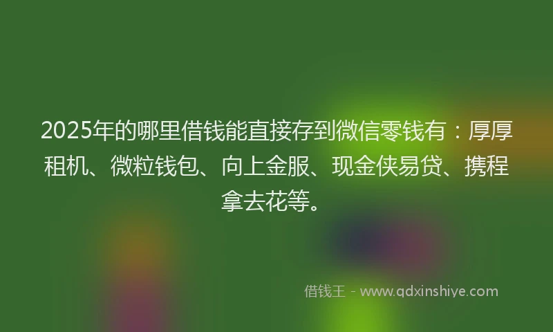 2025年的哪里借钱能直接存到微信零钱有：厚厚租机、微粒钱包、向上金服、现金侠易贷、携程拿去花等。