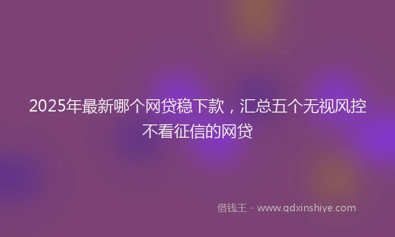 2025年最新哪个网贷稳下款，汇总五个无视风控不看征信的网贷