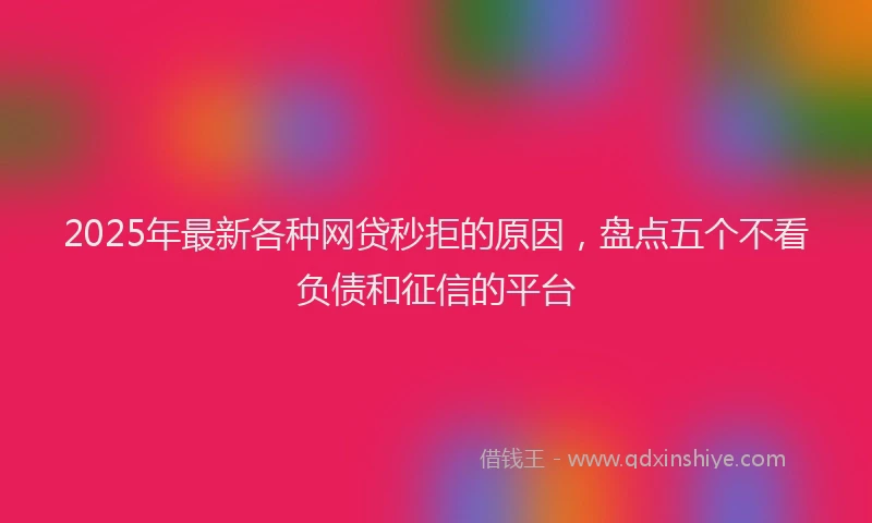 2025年最新各种网贷秒拒的原因，盘点五个不看负债和征信的平台