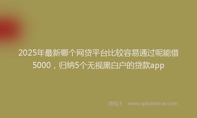2025年最新哪个网贷平台比较容易通过呢能借5000，归纳5个无视黑白户的贷款app