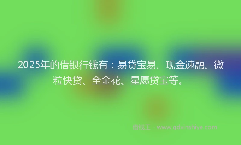 2025年的借银行钱有：易贷宝易、现金速融、微粒快贷、全金花、星愿贷宝等。