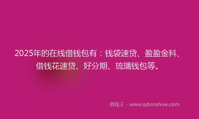 2025年的在线借钱包有：钱袋速贷、盈盈金科、借钱花速贷、好分期、琉璃钱包等。