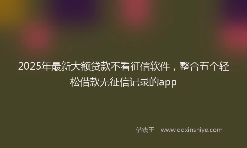 2025年最新大额贷款不看征信软件，整合五个轻松借款无征信记录的app