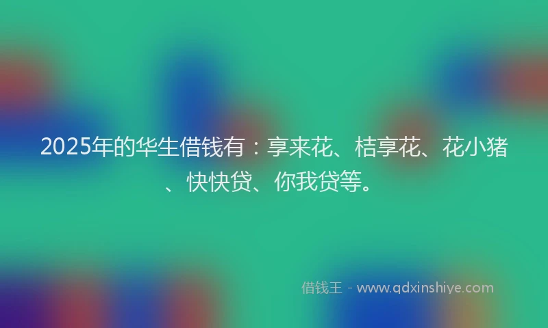 2025年的华生借钱有：享来花、桔享花、花小猪、快快贷、你我贷等。
