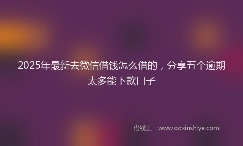 2025年最新去微信借钱怎么借的，分享五个逾期太多能下款口子