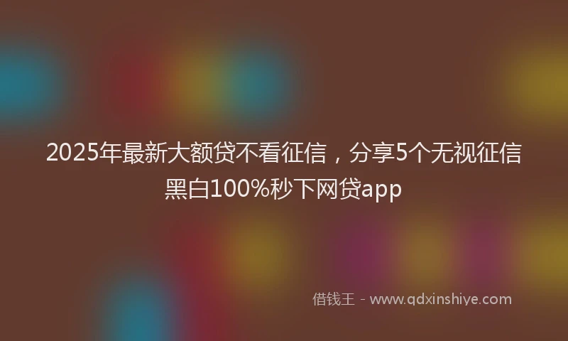 2025年最新大额贷不看征信，分享5个无视征信黑白100%秒下网贷app