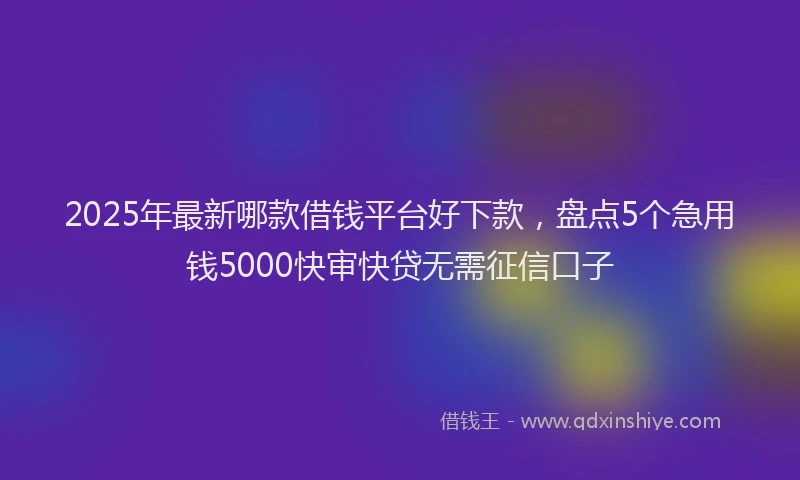 2025年最新哪款借钱平台好下款，盘点5个急用钱5000快审快贷无需征信口子