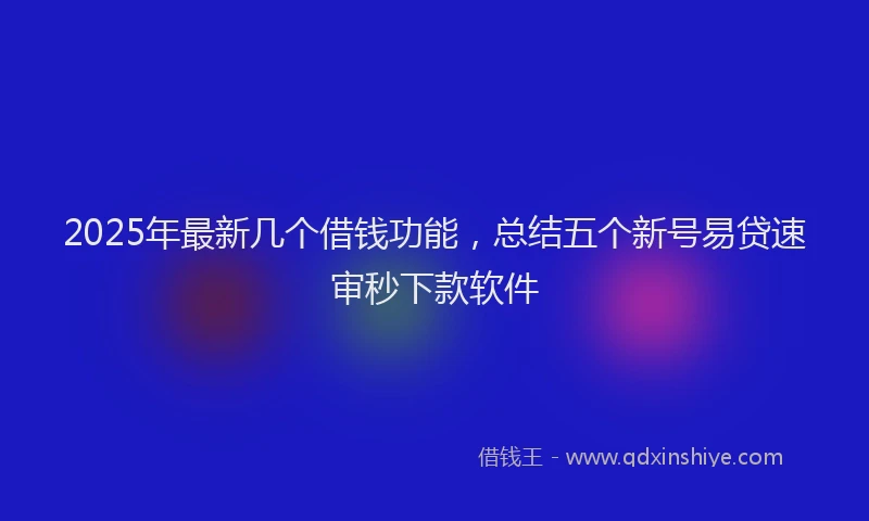 2025年最新几个借钱功能，总结五个新号易贷速审秒下款软件