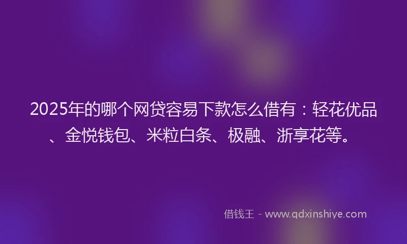 2025年的哪个网贷容易下款怎么借有：轻花优品、金悦钱包、米粒白条、极融、浙享花等。