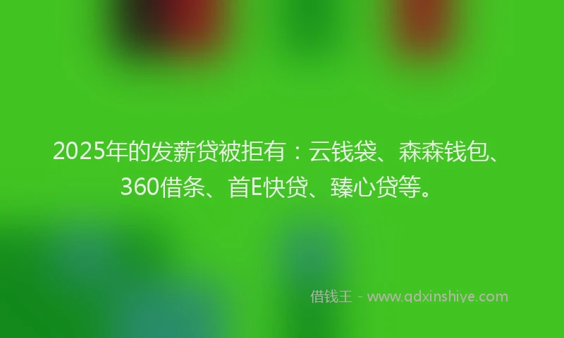 2025年的发薪贷被拒有：云钱袋、森森钱包、360借条、首E快贷、臻心贷等。
