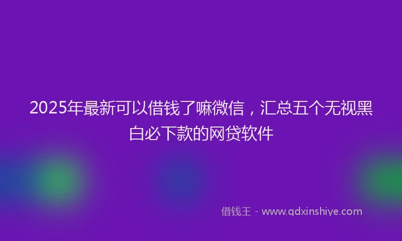 2025年最新可以借钱了嘛微信，汇总五个无视黑白必下款的网贷软件