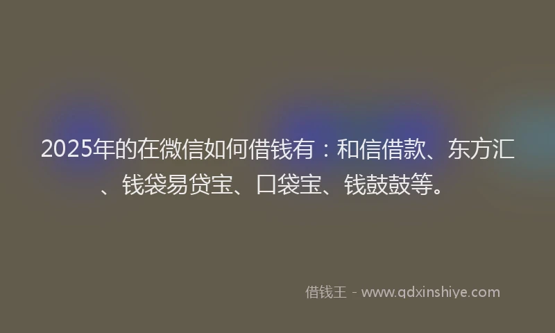 2025年的在微信如何借钱有：和信借款、东方汇、钱袋易贷宝、口袋宝、钱鼓鼓等。