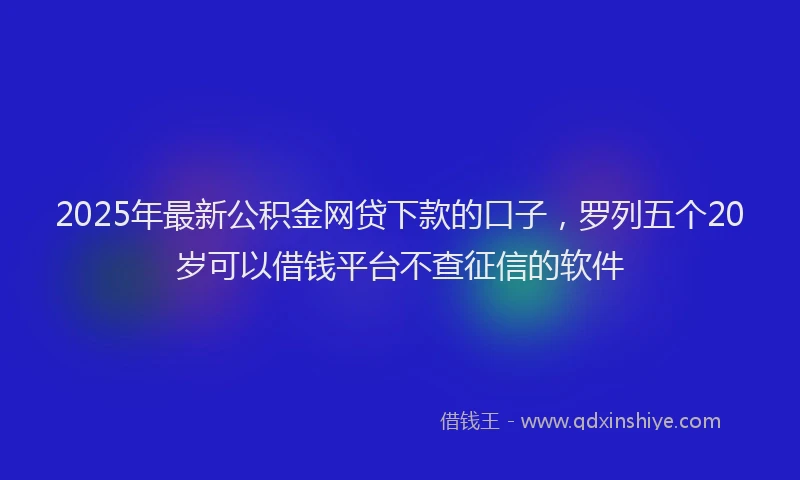 2025年最新公积金网贷下款的口子，罗列五个20岁可以借钱平台不查征信的软件