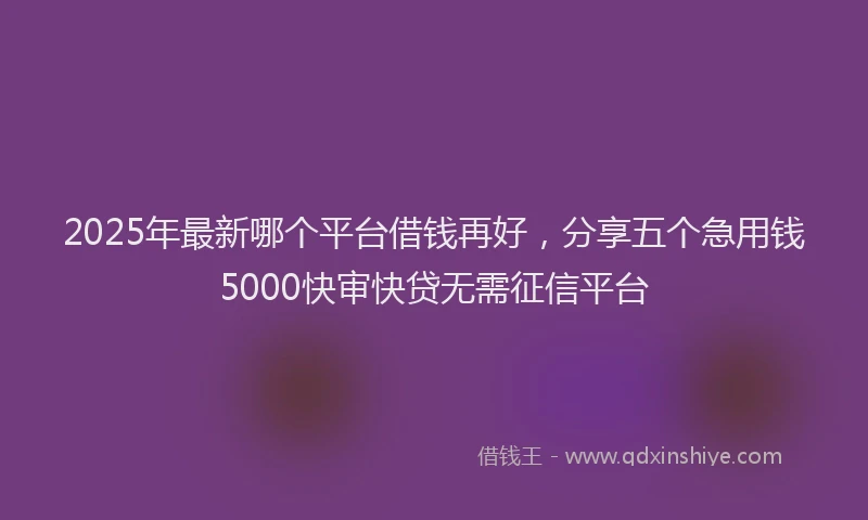 2025年最新哪个平台借钱再好，分享五个急用钱5000快审快贷无需征信平台