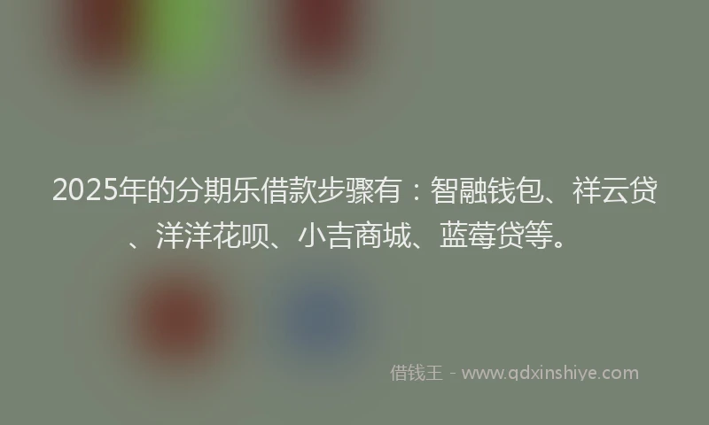 2025年的分期乐借款步骤有：智融钱包、祥云贷、洋洋花呗、小吉商城、蓝莓贷等。