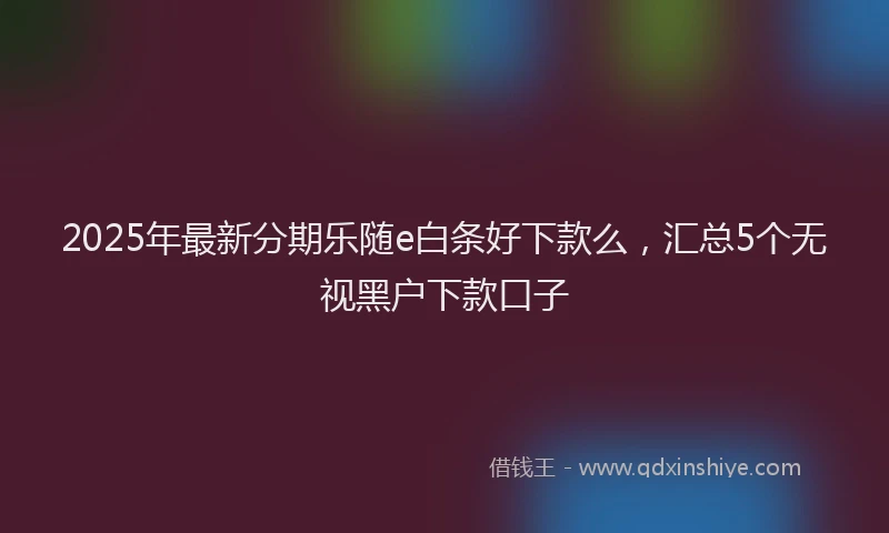 2025年最新分期乐随e白条好下款么，汇总5个无视黑户下款口子