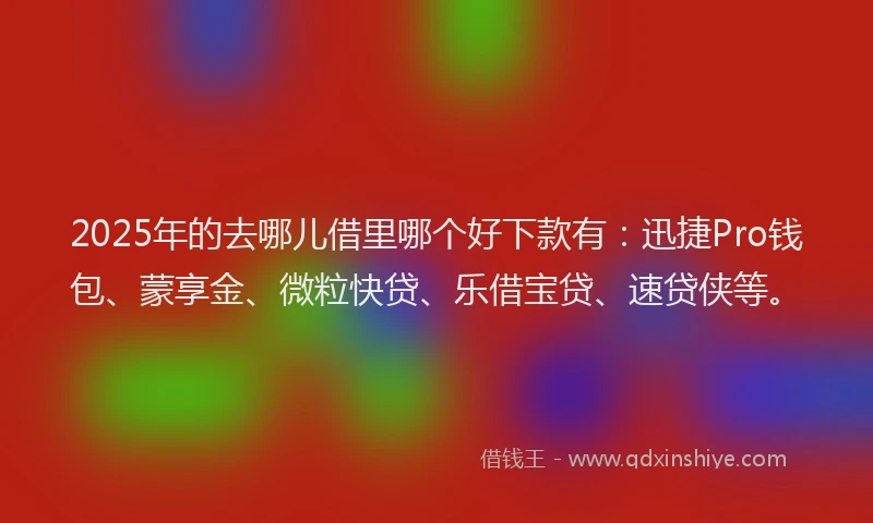 2025年的去哪儿借里哪个好下款有：迅捷Pro钱包、蒙享金、微粒快贷、乐借宝贷、速贷侠等。