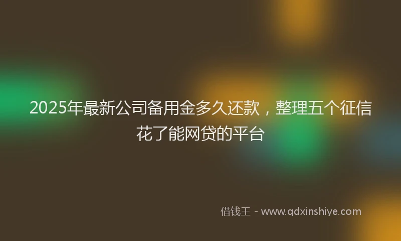 2025年最新公司备用金多久还款，整理五个征信花了能网贷的平台