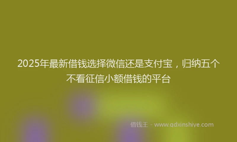 2025年最新借钱选择微信还是支付宝，归纳五个不看征信小额借钱的平台