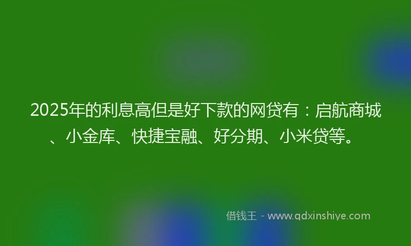 2025年的利息高但是好下款的网贷有：启航商城、小金库、快捷宝融、好分期、小米贷等。