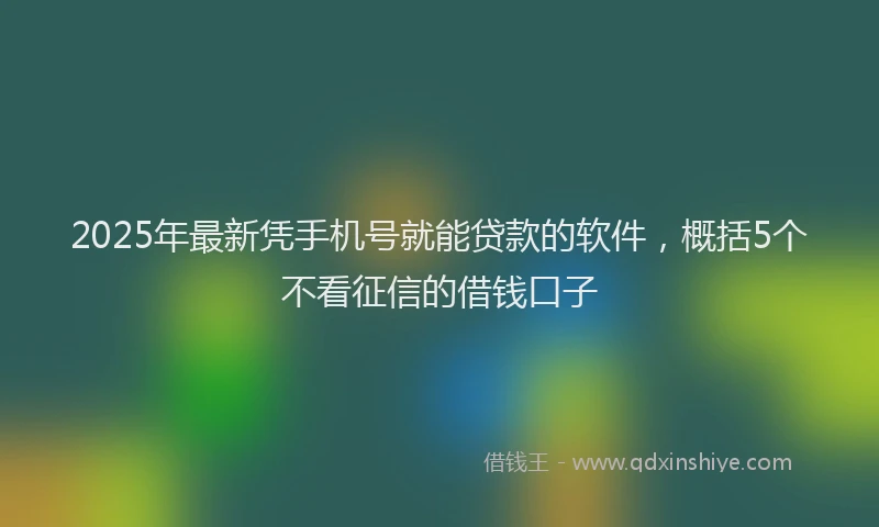 2025年最新凭手机号就能贷款的软件，概括5个不看征信的借钱口子