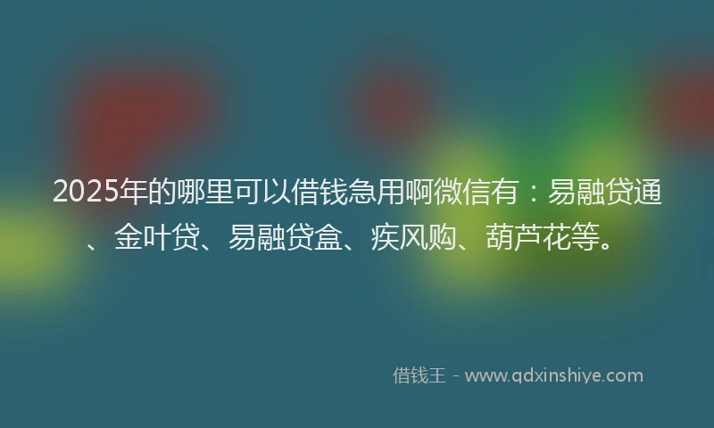 2025年的哪里可以借钱急用啊微信有：易融贷通、金叶贷、易融贷盒、疾风购、葫芦花等。