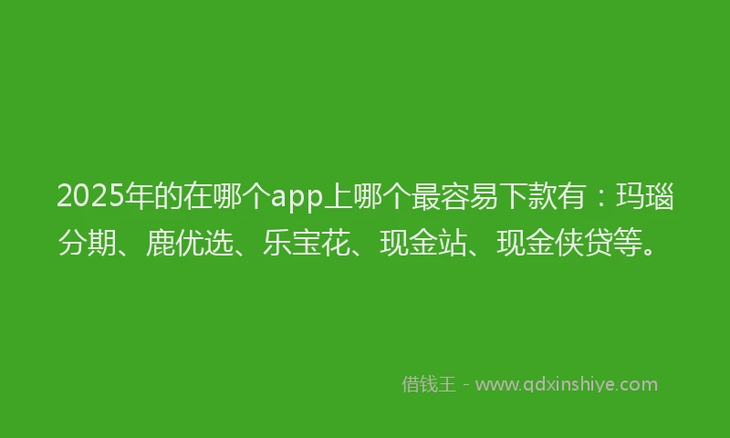 2025年的在哪个app上哪个最容易下款有：玛瑙分期、鹿优选、乐宝花、现金站、现金侠贷等。