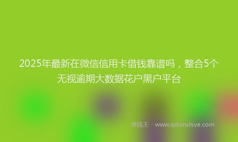 2025年最新在微信信用卡借钱靠谱吗，整合5个无视逾期大数据花户黑户平台
