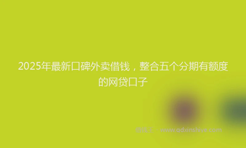 2025年最新口碑外卖借钱，整合五个分期有额度的网贷口子
