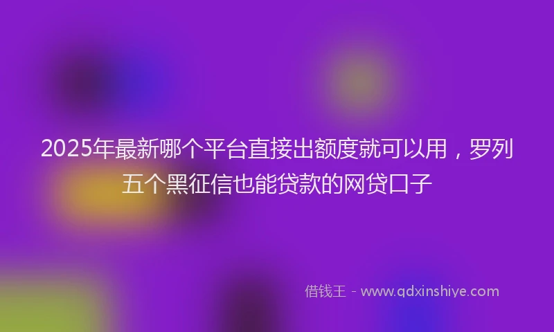2025年最新哪个平台直接出额度就可以用，罗列五个黑征信也能贷款的网贷口子