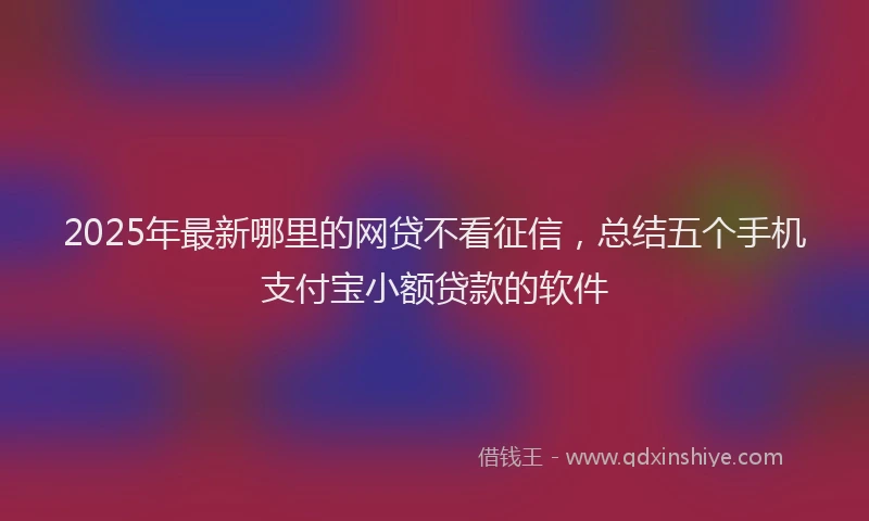 2025年最新哪里的网贷不看征信，总结五个手机支付宝小额贷款的软件