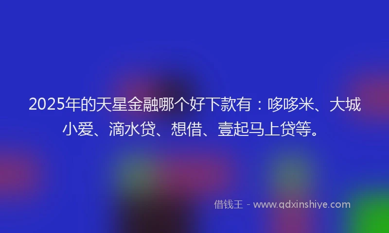 2025年的天星金融哪个好下款有：哆哆米、大城小爱、滴水贷、想借、壹起马上贷等。