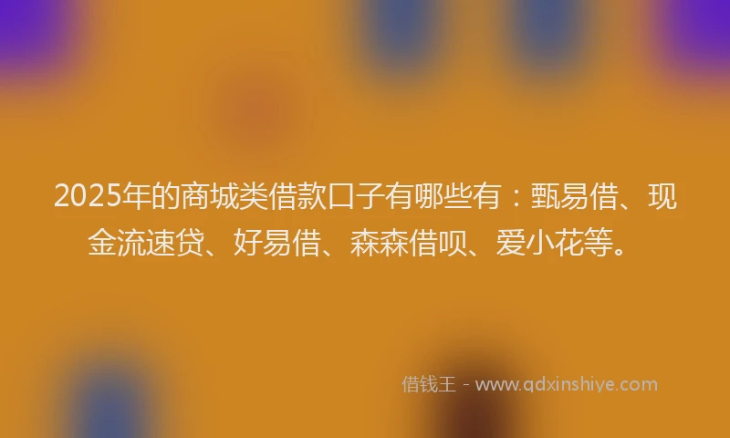 2025年的商城类借款口子有哪些有：甄易借、现金流速贷、好易借、森森借呗、爱小花等。