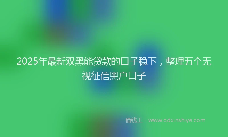 2025年最新双黑能贷款的口子稳下，整理五个无视征信黑户口子