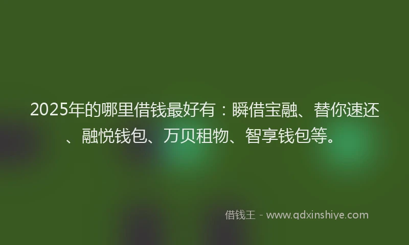 2025年的哪里借钱最好有：瞬借宝融、替你速还、融悦钱包、万贝租物、智享钱包等。