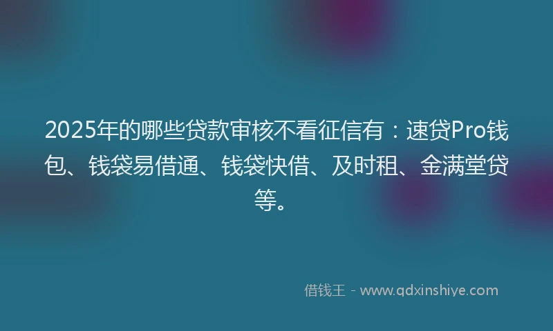 2025年的哪些贷款审核不看征信有：速贷Pro钱包、钱袋易借通、钱袋快借、及时租、金满堂贷等。